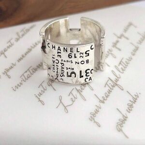 Vintage Chanel Silver Engraved Letter Ring